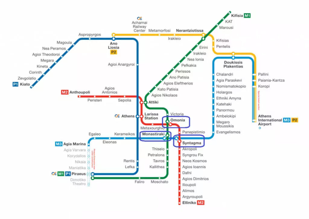 atene metropolitana mappa